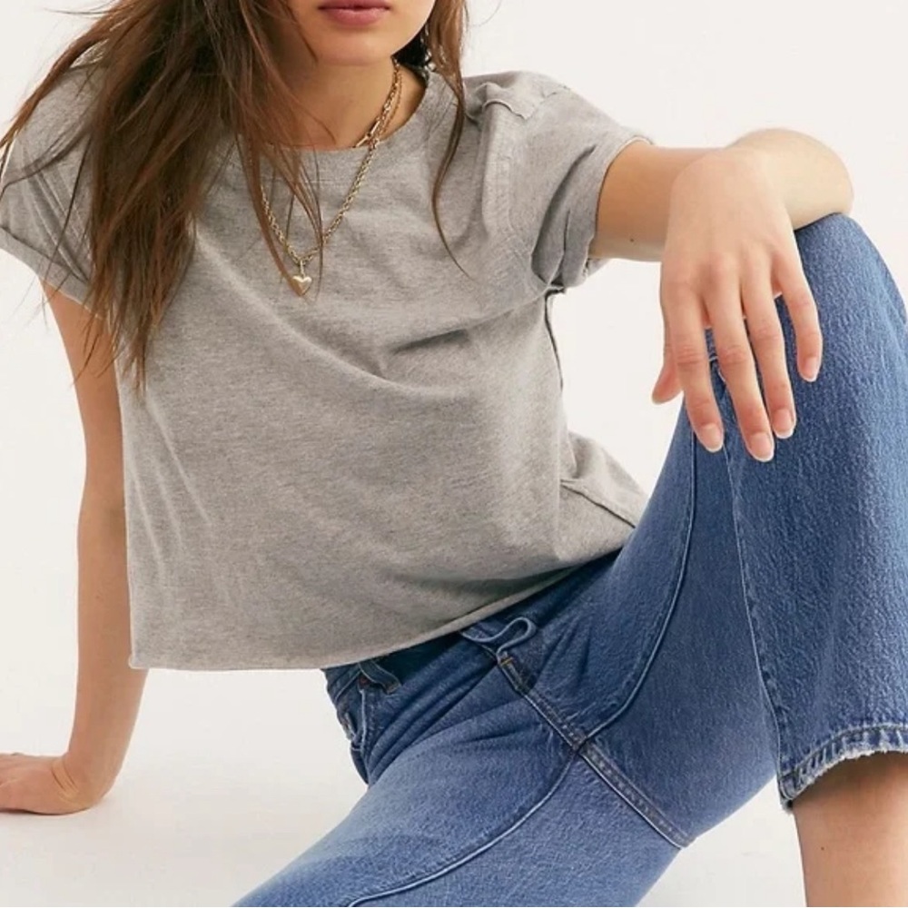 FP Movement by Free People grey technolinen short sleeve top size small gray